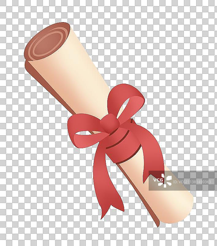 高考录取通知书卷轴，毕业季毕业证书卷轴，带着蝴蝶结的古画卷轴插画元素图片素材