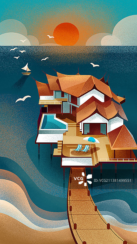 噪点风景插画图片素材