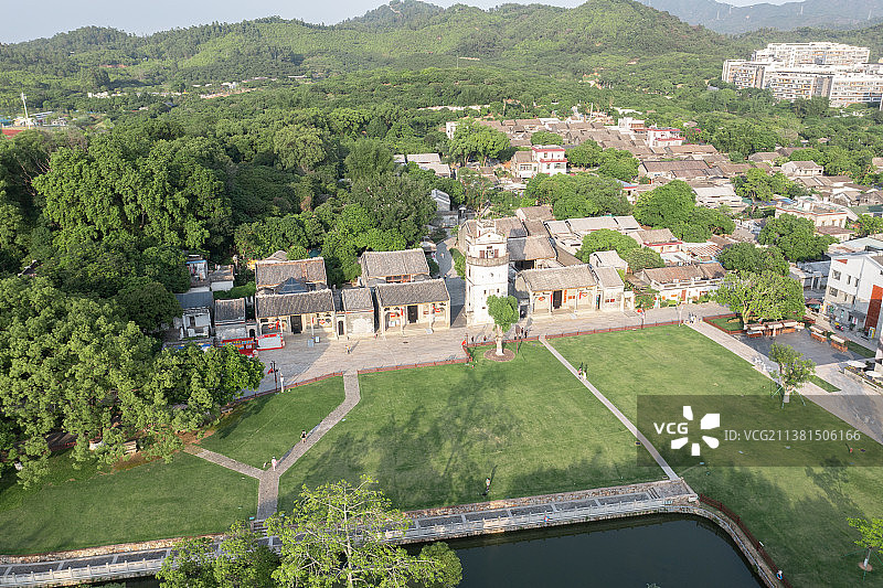 珠海高新区唐家湾会同古村航拍图片素材