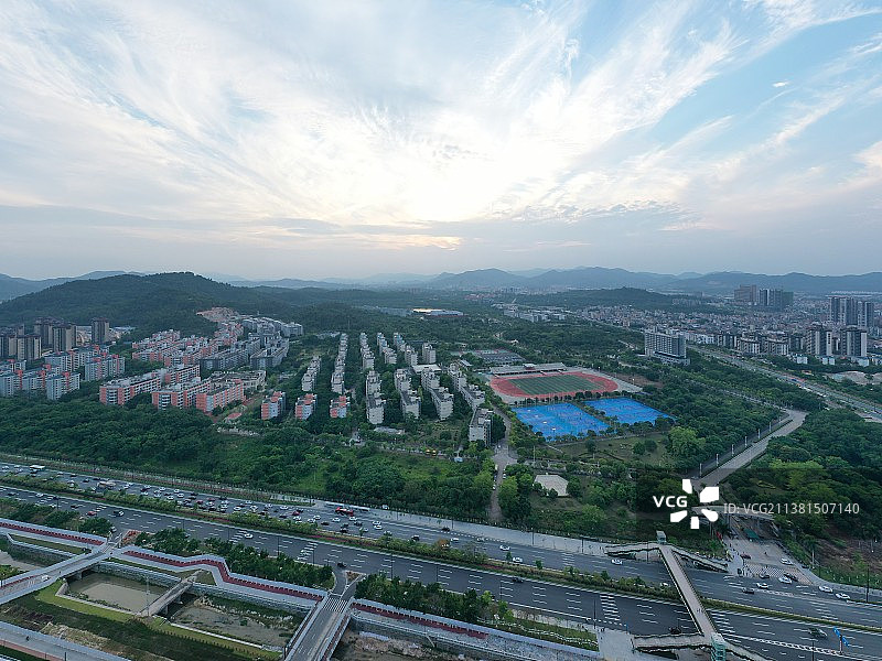 珠海高新区北京理工大学全景航拍图片素材