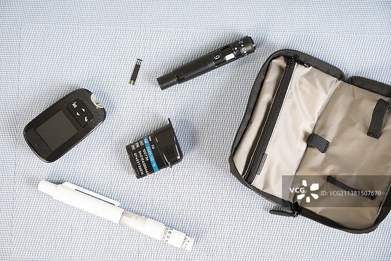 糖尿病血糖测量套装特写图片素材