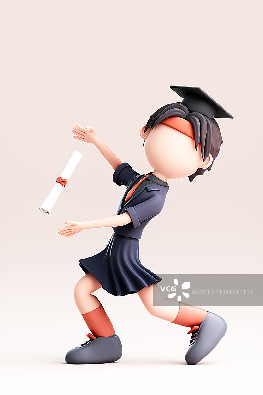 3D渲染的可爱女孩图片素材