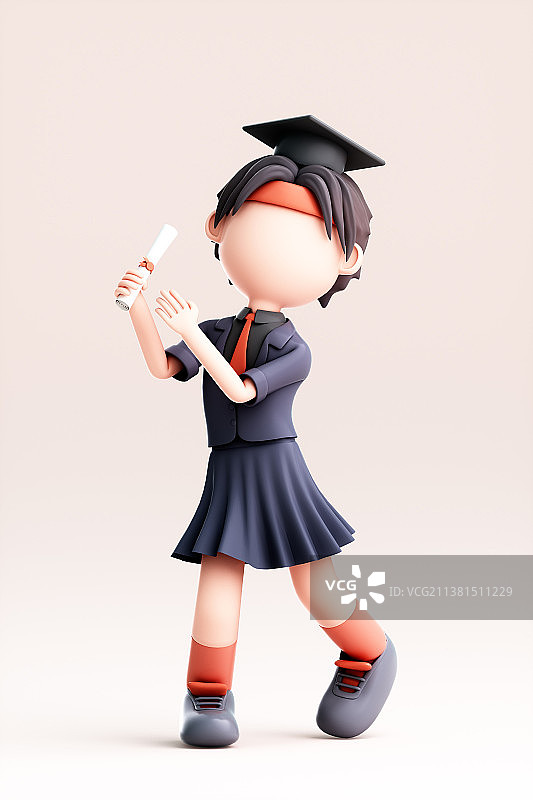 3D渲染的可爱女孩图片素材