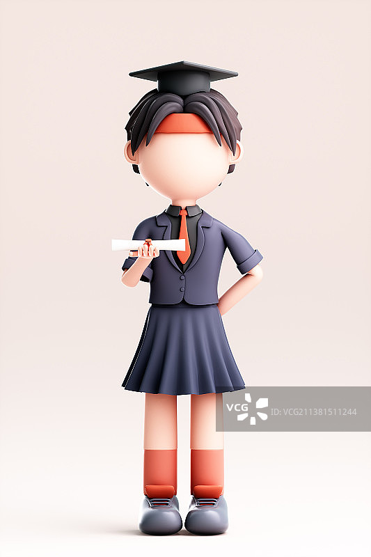 3D渲染的可爱女孩图片素材