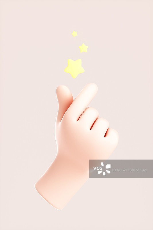 3D渲染的可爱小手与模型图片素材