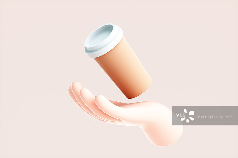 3D渲染的可爱小手与模型图片素材