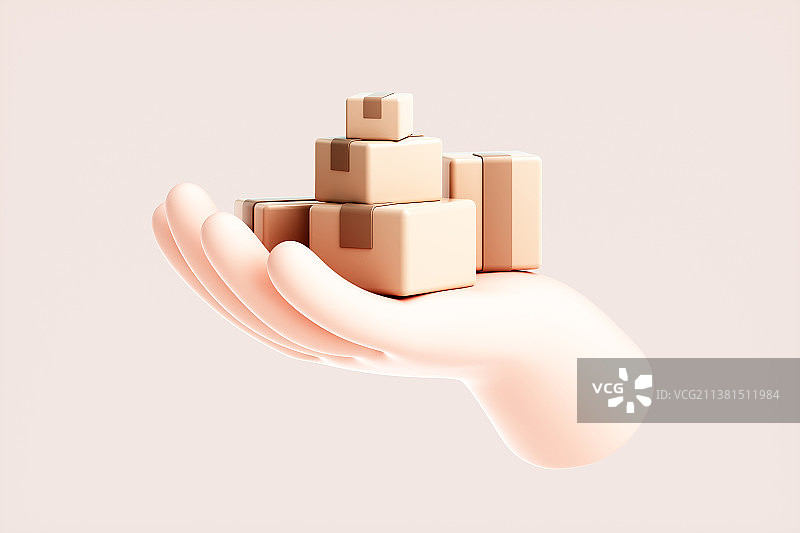 3D渲染的可爱小手与模型图片素材