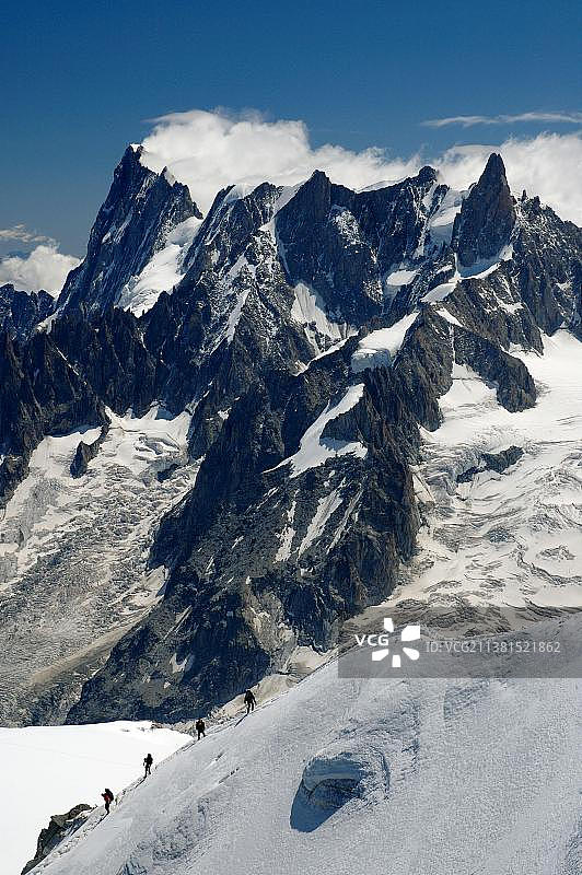 勃朗峰山脉，从南针峰观看，法国上萨瓦省图片素材