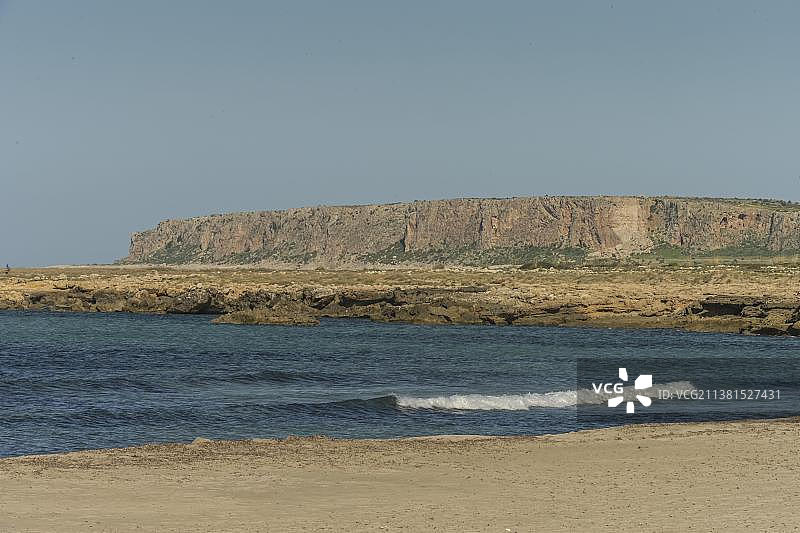 海滩，马卡里海滩，圣维托洛卡波，西西里岛，意大利，欧洲图片素材