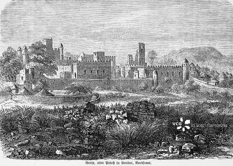 1885年埃塞俄比亚贡德尔法西尔盖比城堡图片素材