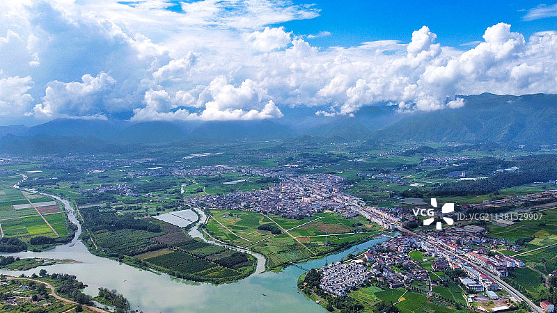 仙居皤滩古镇鸟瞰图片素材