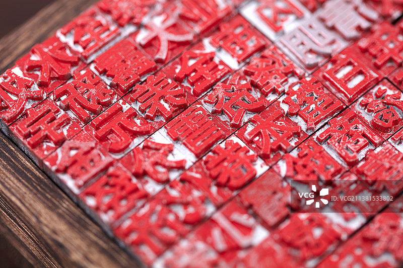 排列整齐的铅字丁特写图片素材