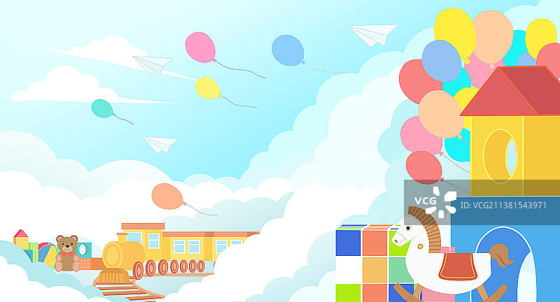 卡通扁平六一儿童节插画图片素材