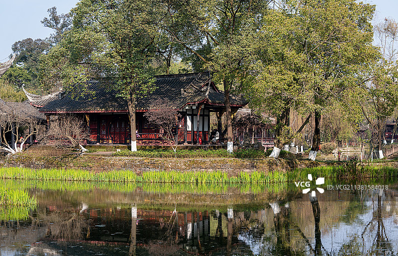 四川成都新都区桂湖公园春季景观图片素材