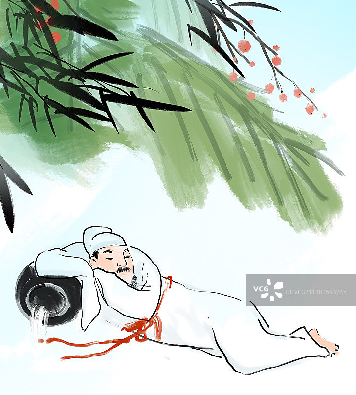 白酒题材人物插画图片素材