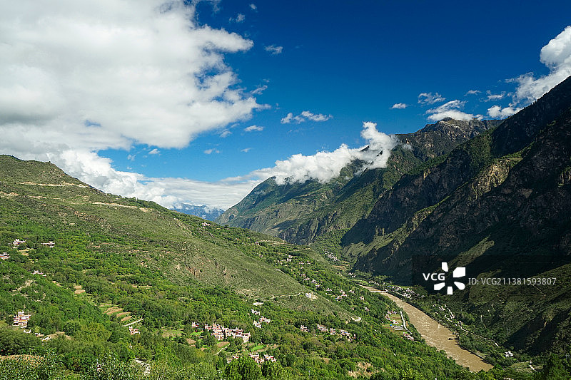 四川，丹巴藏寨，山图片素材