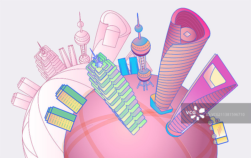 上海陆家嘴矢量插画图片素材