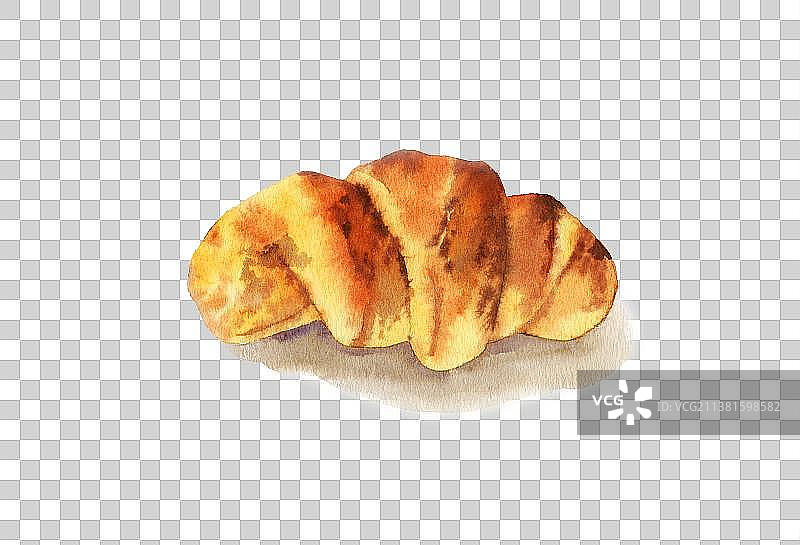 水彩面包手绘丹麦面包早餐插画图片素材