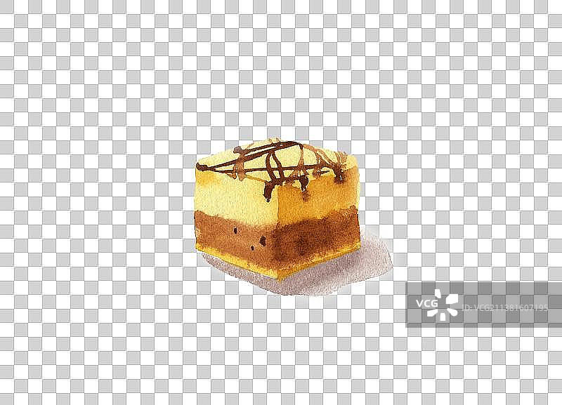 水彩手绘巧克力蛋糕甜品手绘插画图片素材