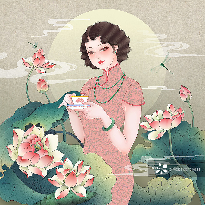民国风旗袍女郎图片素材