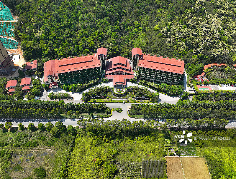 广东省惠州市龙门县永汉镇南昆山国家森林公园云顶温泉度假村航拍图片素材