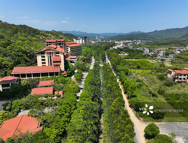 广东省惠州市龙门县永汉镇南昆山国家森林公园云顶温泉度假村航拍图片素材