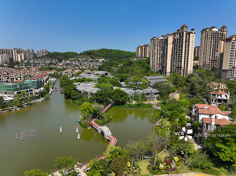 广东省惠州市龙门县永汉镇南昆山富力养生谷万洞古村落航拍图片素材