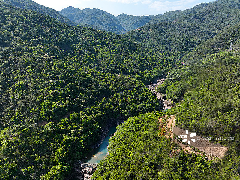 广东省惠州市龙门县永汉镇南昆山国家森林公园三寨谷度假村航拍图片素材