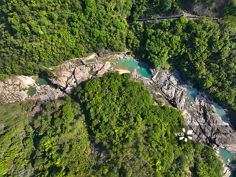 广东省惠州市龙门县永汉镇南昆山国家森林公园三寨谷度假村航拍图片素材