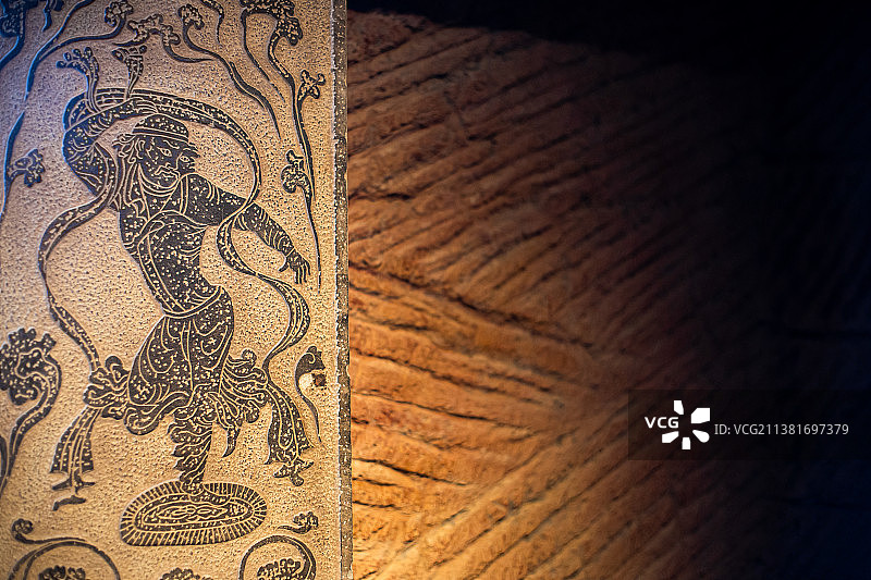 宁夏银川宁夏博物馆藏品唐代石刻胡旋舞墓门图片素材