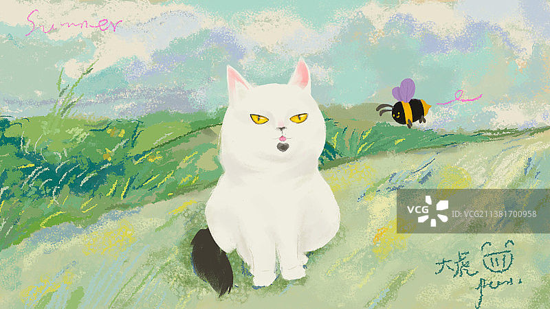 猫坐在户外的画像图片素材