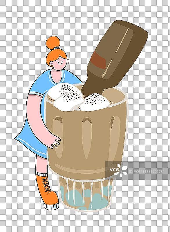 可爱奶茶咖啡饮料扁平风png素材图片素材