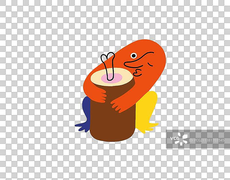 可爱吃货小怪物扁平风png素材图片素材