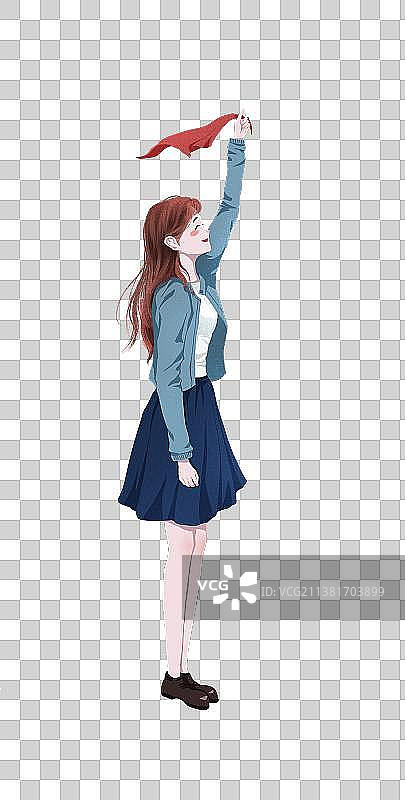 挥手的女孩图片素材