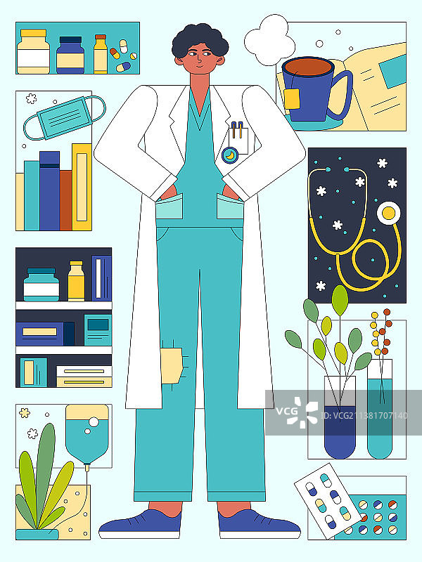 医生小场景矢量插画图片素材