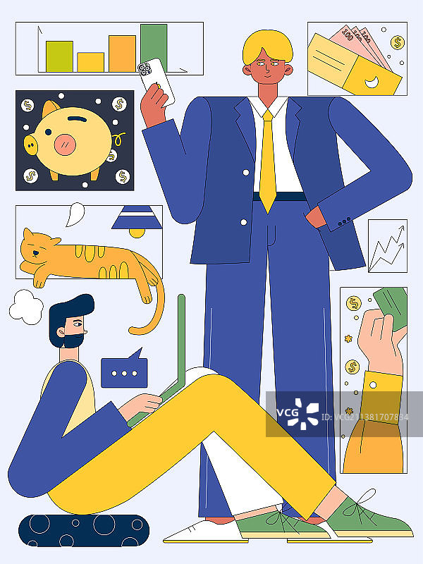 人物金融小场景矢量插画图片素材