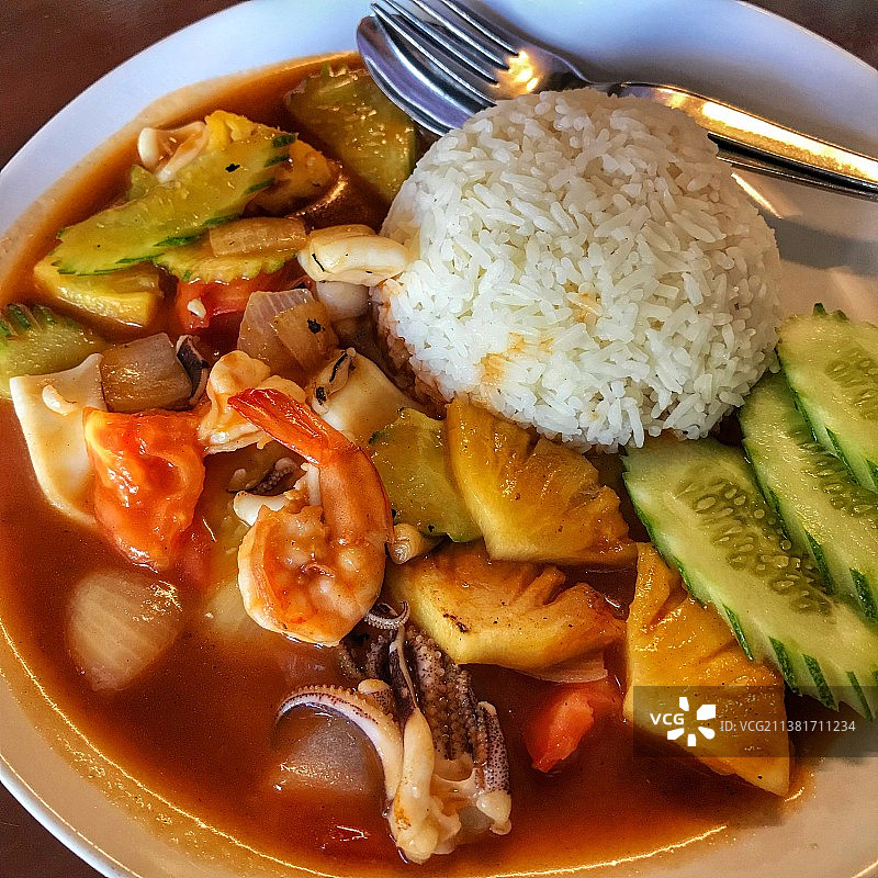 泰国菜餐厅泰式海鲜饭图片素材