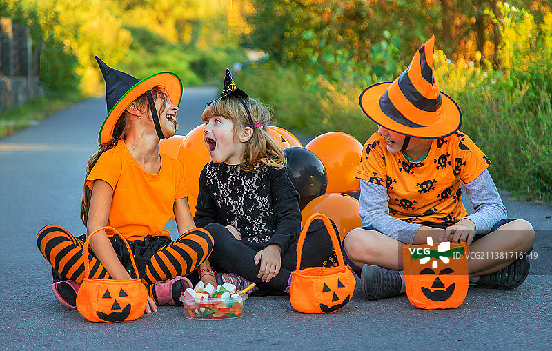 万圣节儿童装扮特写图片素材