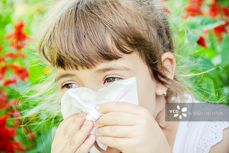 儿童季节性过敏性鼻炎选择性聚焦图片素材