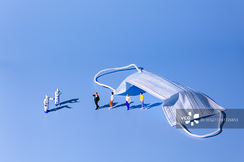 核酸检测微缩场景，防疫，抗疫微缩场景，医用口罩图片素材