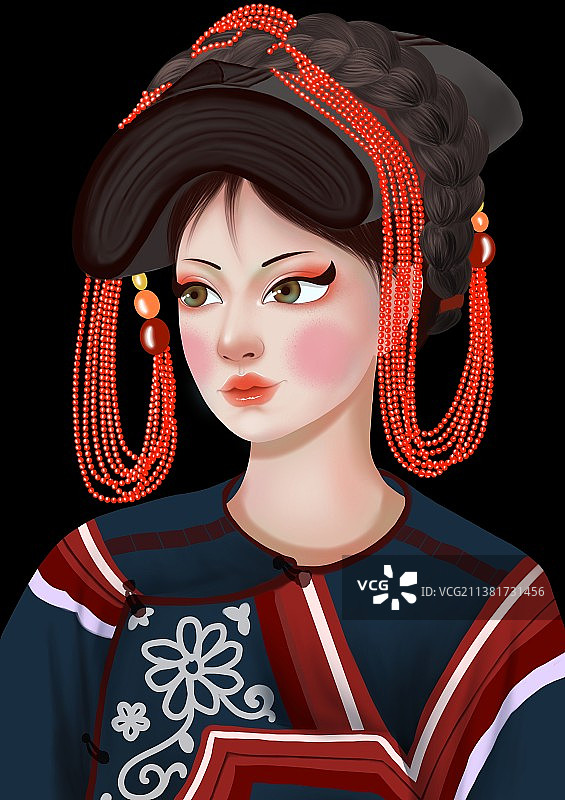 彝族姑娘头像图片素材
