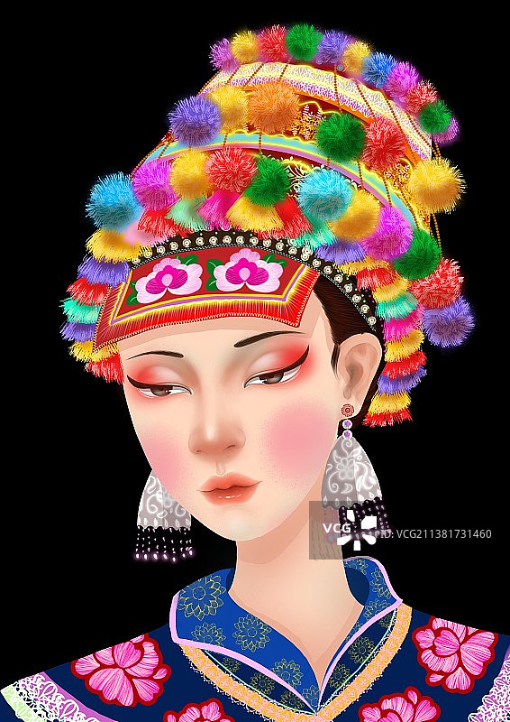 彝族姑娘头像图片素材