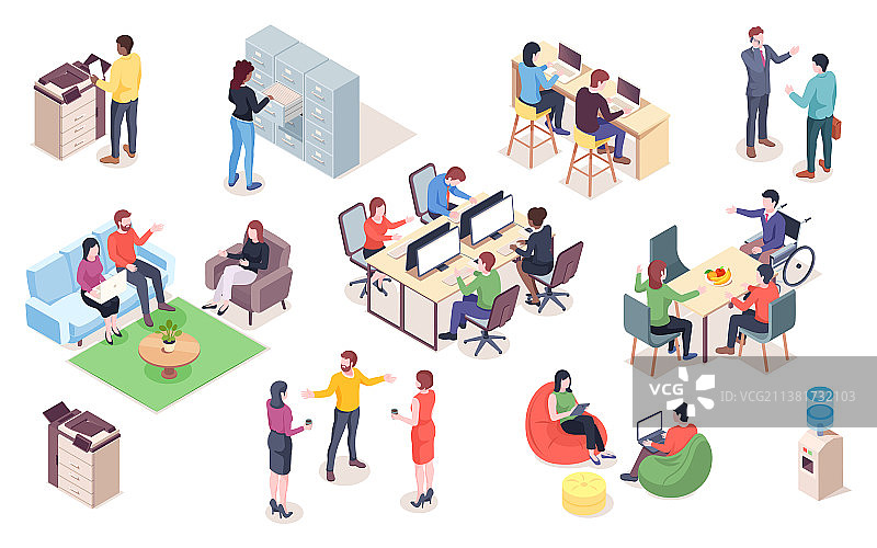 包含人物的办公室元素套装图片素材