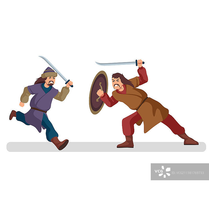 中世纪战场上的两名战士图片素材