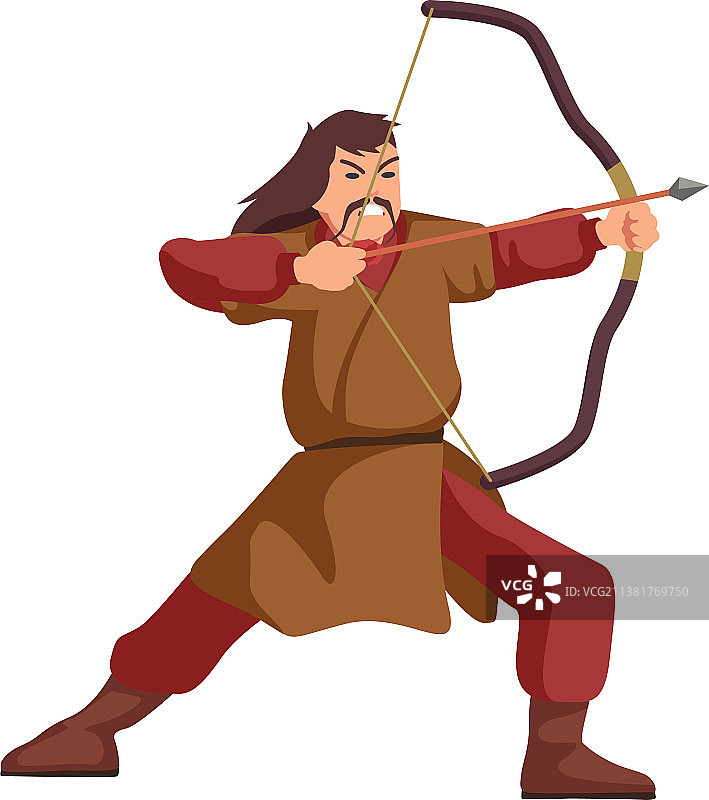 卡通风格的中世纪弓箭手图片素材