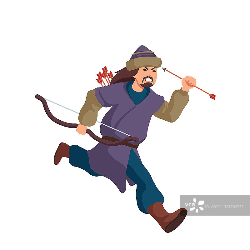 蒙古族战士正在奔跑图片素材