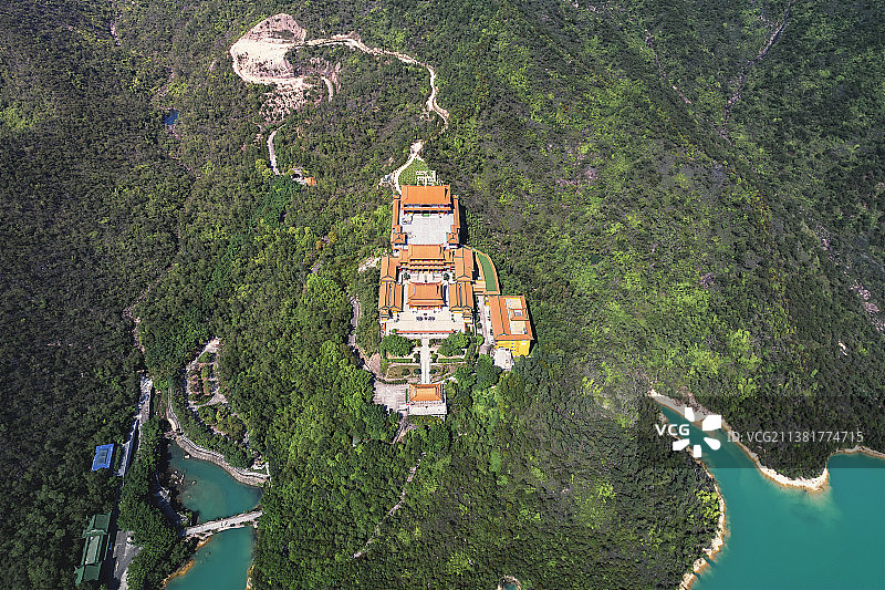珠海斗门金台寺航拍图片素材