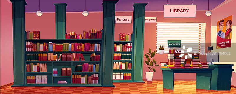 书架和书桌图书馆图片素材