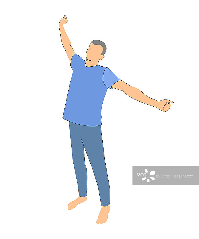 男人挥舞手臂剪影图片素材