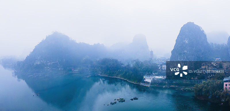 烟雨漓江（桂林宋城遗址）图片素材